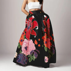 Bohemian Women Long Skirt Large Swing High Waist  A-Line Skirt