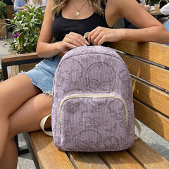 Gothic Skull Allover Print Women Fashion Backpack Corduroy Multi-pocket  Bag