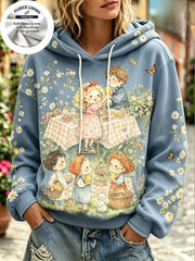 Women Fleece Hoodie Watercolor Fairy Long Sleeve Pullover