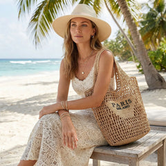 Straw Beach Bags for Women - Women Beach Handmade Woven Tote Bag