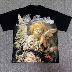 2026 new Street mixed fashion angel print short-sleeved T-shirt