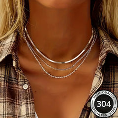 Stainless Steel High-Quality Minimalist Light Luxury Three-Layer Necklace