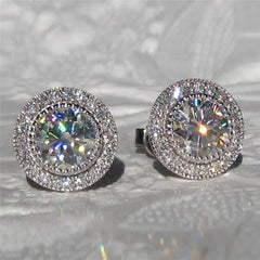 Huitan Delicate Small Round Stud Earrings Women Fashion Jewelry