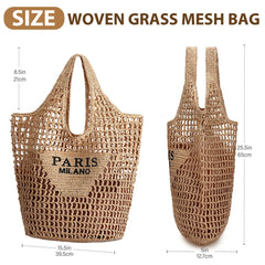 Straw Beach Bags for Women - Women Beach Handmade Woven Tote Bag