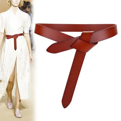 Cowhide Belt Ladies Soft Genuine Leather Knotted Strap Dress Accessories