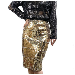 Women's Sequin Skirts Fashion High Waist Slim Hip Wrap A-Line Skirt