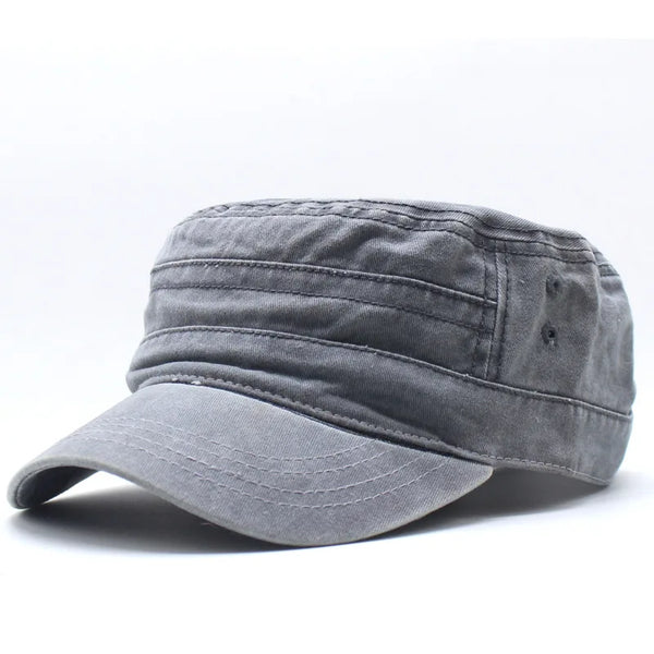 Fashion Washed Cotton Flat Top Cap Adjustable Outdoor Sun Caps