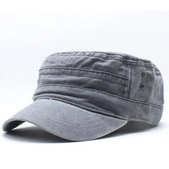 Fashion Washed Cotton Flat Top Cap Adjustable Outdoor Sun Caps
