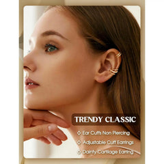 4 Pairs Ear Cuffs Non Piercing - 14K Gold Plated Ear Cuff Earrings Set