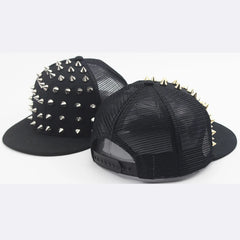 Men and Women's Rivet Flat Hat Punk Rock Hip Hop Stud Baseball Caps