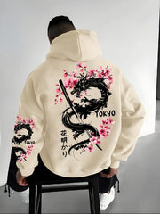 Men Women Anime Dragon Sakura Print Hoodie Sweatshirt Clothing