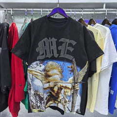 2026 new Street mixed fashion angel print short-sleeved T-shirt