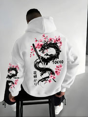Men Women Anime Dragon Sakura Print Hoodie Sweatshirt Clothing