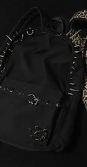 Punk Rivet Leopard Print Backpack Men's  Capacity Fashion Backpacks