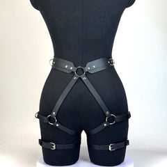 Women Fashion PU Leather Harness Waist Belt Punk Studded Gothic Clothing