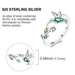 Sterling Silver Rings Tulip Hummingbird Adjustable Opening Rings