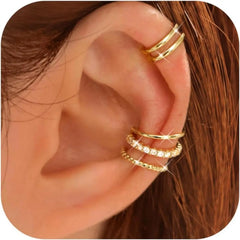 4 Pairs Ear Cuffs Non Piercing - 14K Gold Plated Ear Cuff Earrings Set