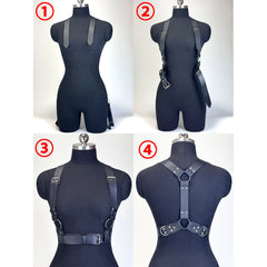Women Fashion PU Leather Harness Waist Belt Punk Studded Gothic Clothing