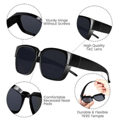 Polarized Fit Over Sunglasses for Men Women Oversized Square UV400