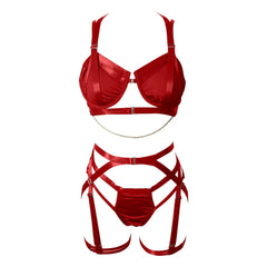 Plus Size 3XL Sexy Lingeries For Women Mesh Bandage Strap Set