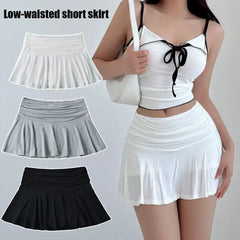 Y2k Style Mini Skirt Women High Waist Pleated Fitness Skirt Casual A-line