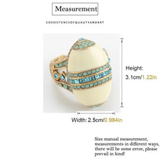 Vintage Oval Sea Blue Crystal Rings Natural Stone White For Woman