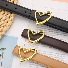 1pcs Women's Belt Fashionable Heart-Shaped Buckle Ladies Belt