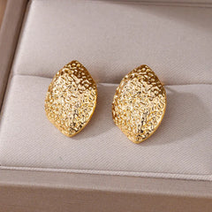 Stainless Steel Earrings for Women Leaf Shape Gold Plated Earring