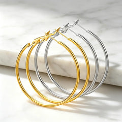 6 Pairs 316L Stainless Steel Hoop Earrings Gold Silver Hoops