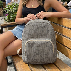 Gothic Skull Allover Print Women Fashion Backpack Corduroy Multi-pocket  Bag