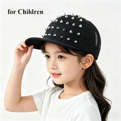 Men and Women's Rivet Flat Hat Punk Rock Hip Hop Stud Baseball Caps