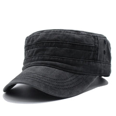 Fashion Washed Cotton Flat Top Cap Adjustable Outdoor Sun Caps