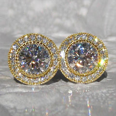 Huitan Delicate Small Round Stud Earrings Women Fashion Jewelry