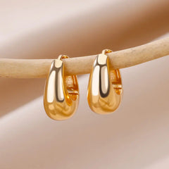 Vintage Stainless Steel Earrings Women Minimalist Gold Color Earring