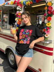 Floral Botanical Print Unisex Short Sleeve Tee Crew Neck Casual Daily Top