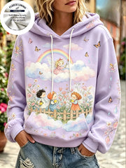 Women Fleece Hoodie Watercolor Fairy Long Sleeve Pullover