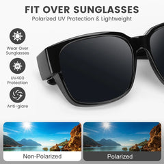 Polarized Fit Over Sunglasses for Men Women Oversized Square UV400