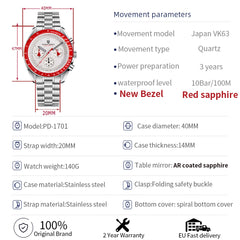 PAGANI DESIGN New Retro Red Watch Luxury Quartz Watches For Men