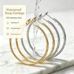 6 Pairs 316L Stainless Steel Hoop Earrings Gold Silver Hoops