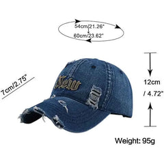 Unisex High Quality Vintage New York NY Denim Baseball Cap with Distressed