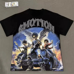 2026 new Street mixed fashion angel print short-sleeved T-shirt