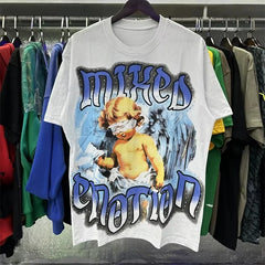 2026 new Street mixed fashion angel print short-sleeved T-shirt