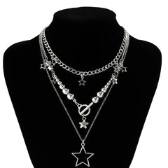 IngeSight Z Multilayer Metal CCB Beads Star Pendant Necklace Women