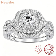 Newshe Wedding Ring Set for Women Solid 925 Luxury Bridal Rings