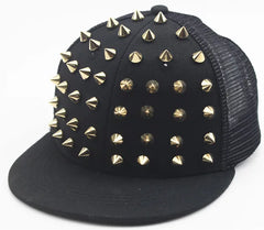 Men and Women's Rivet Flat Hat Punk Rock Hip Hop Stud Baseball Caps
