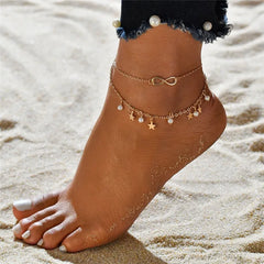 Modyle New Fashion Bohemian Simulated Pearl Chain Wedding Anklet