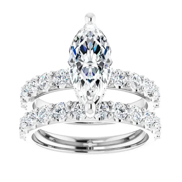 New 925 Sterling Silver 5CT Moissanite Horse Eye Ring Set for Women