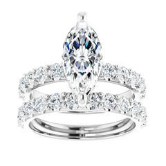 New 925 Sterling Silver 5CT Moissanite Horse Eye Ring Set for Women