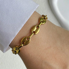 1 PC Gold Colorful Diamond Oval Buckle Bracelet, Paired with Gold Heart