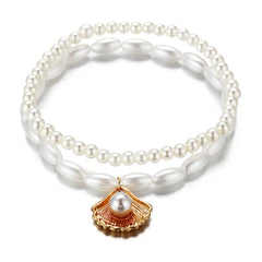 Modyle New Fashion Bohemian Simulated Pearl Chain Wedding Anklet
